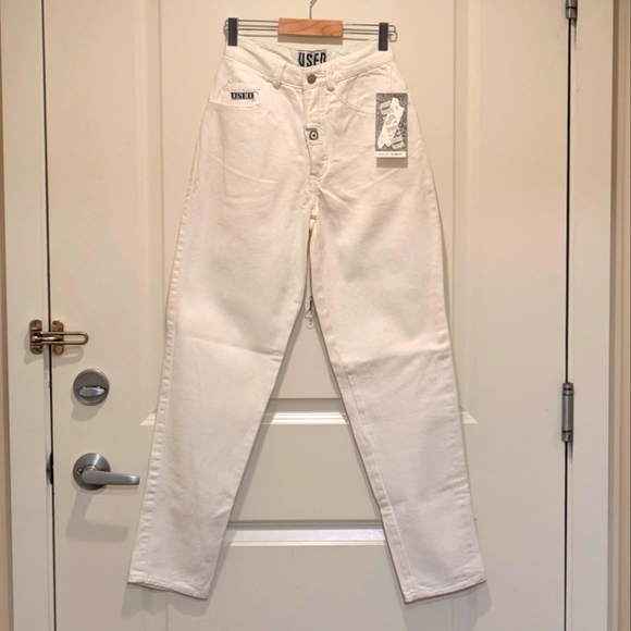 NWT 90s Get Used by Elie 26 White Cotton Skinny Jeans - Picture 1 of 7